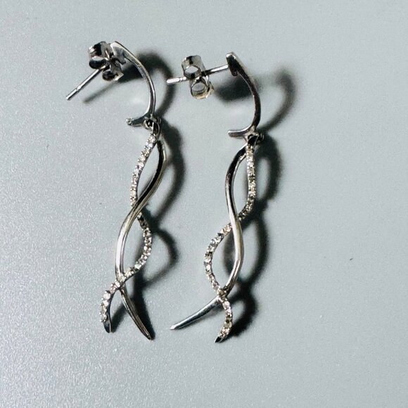 Jared Diamond Twist Dangle Earrings 10 ct gold - Picture 1 of 7